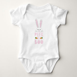 Pink und White Peeking Osterfest Sonniger Flüchtig Baby Strampler