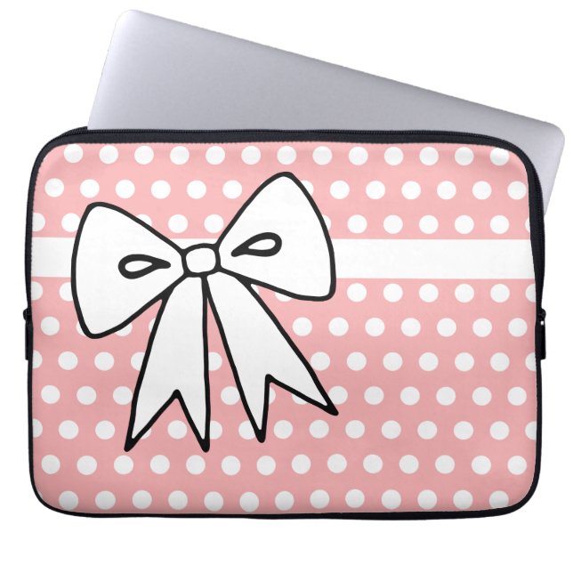 Pink und White Polka Dot Laptop-Gehäuse Laptopschutzhülle (Vorderseite)
