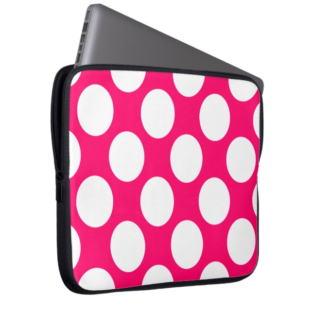 Pink und White Polka Dots Elektronik-Bag Laptopschutzhülle (Vorne Rechts)