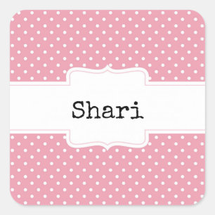 Pink und White Polka Dots Personalisiert Quadratischer Aufkleber