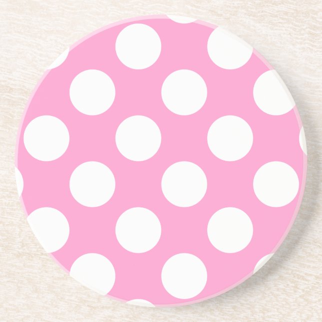 Pink und White Polka Dots Untersetzer (Vorne)