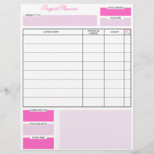 Pink und White Projektplanungsblatt Briefbogen