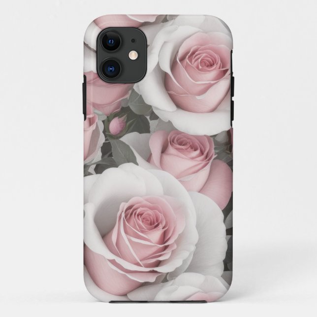 Pink und White Roses Handy Case (Rückseite)