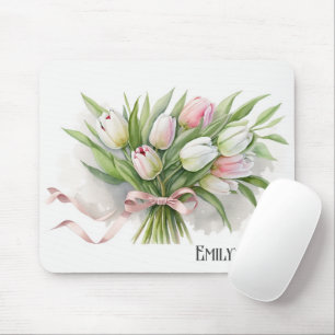 Pink und White Tulip Bouquet Mousepad