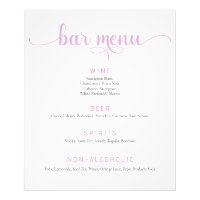 Pink und White Wedding Bar Menu Poster