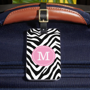 Pink und Zebra Print Custom Monogram Gepäckanhänger