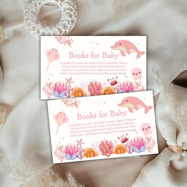 Pink under Sea Dolphin Girl Books für Babydusche Begleitkarte (Pink Under Sea Dolphin Girl Books For Baby Shower Enclosure Card)