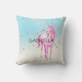 Pink Unicorn Confetti Personalisierter Name Kissen