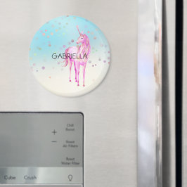 Pink Unicorn Confetti Personalisierter Name Magnet