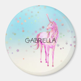 Pink Unicorn Confetti Personalisierter Name Magnet