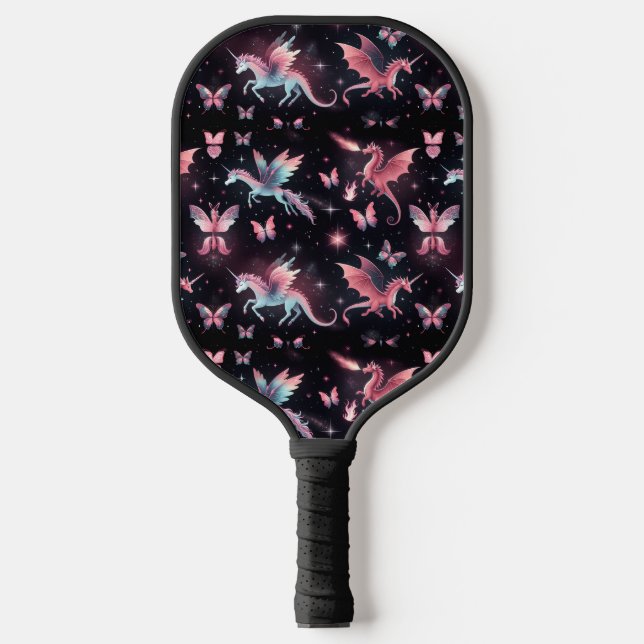 Pink Unicorn Dragon Mix Pickleball Schläger (Vorderseite)