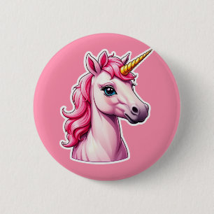 Pink Unicorn Fantasy Button
