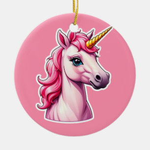 Pink Unicorn Fantasy Keramik Ornament