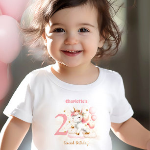 Pink Unicorn Girl 2. Geburtstag Name Baby T - Shir Kleinkind T-shirt