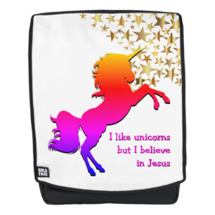 Pink UNICORN Glauben an Jesus Personalisiert Rucksack
