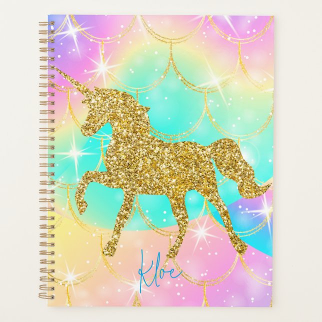 Pink unicorn glitter design  planer (Vorderseite)