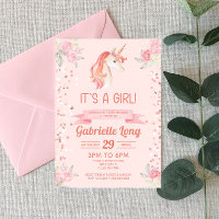 Pink Unicorn Glitzer Confetti Girl Babydusche