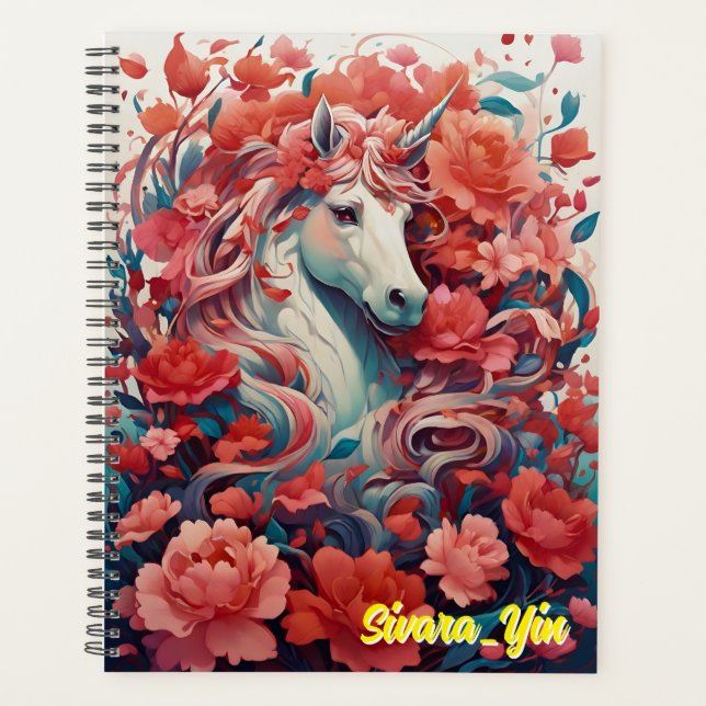 Pink Unicorn & Peony Dreamscape Fantasy Planer (Vorderseite)