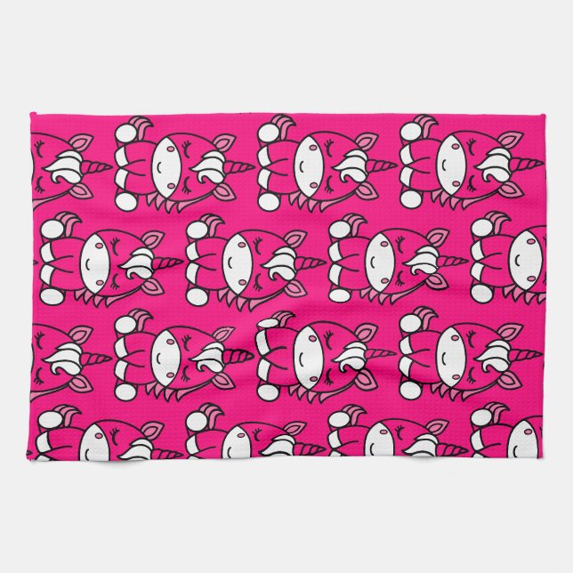 Pink Unicorn Pony Geschirrtuch (Horizontal)