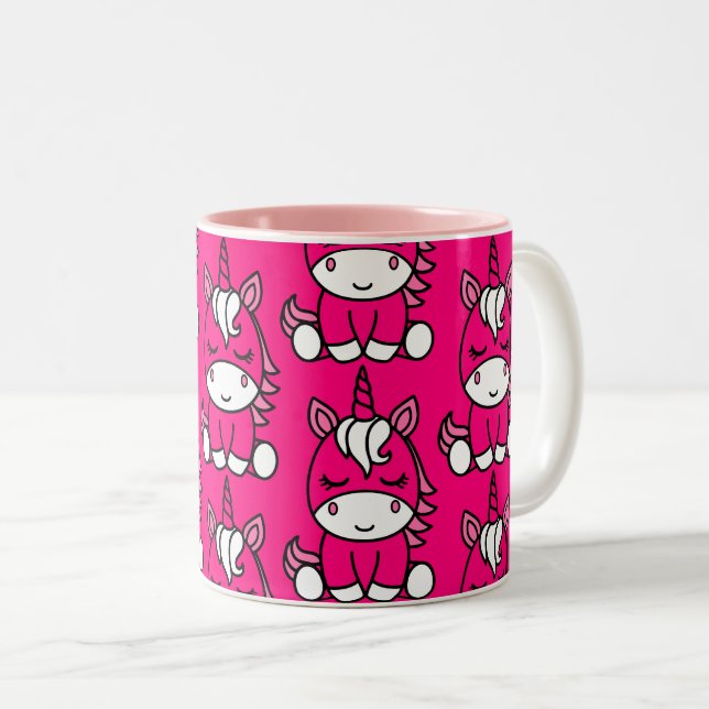 Pink Unicorn Pony Zweifarbige Tasse (VorderseiteRechts)