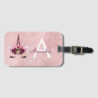 Pink Unicorn Sparkle Princess Monogram Name