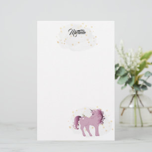 Pink Unicorn und Stars Stationery Briefpapier