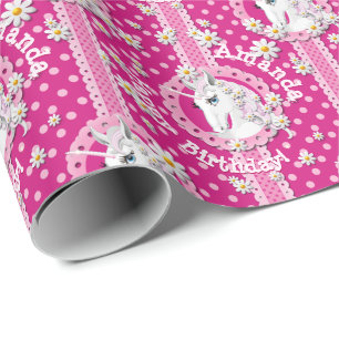 Pink Unicorns sind Magie Personalisiert Geburtstag Geschenkpapier
