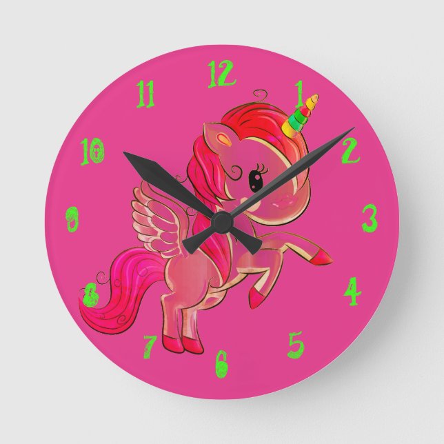 Pink Unicoron Wall Uhr (Vorderseite)