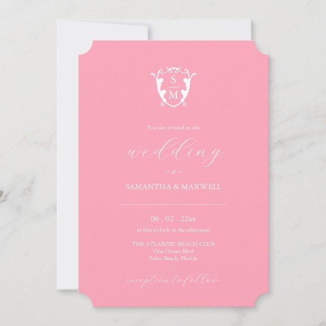 Pink Unique Wedding Invitation Einladung (Vorderseite)