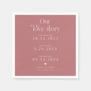 Pink unsere Liebe Story Retro Wedkin Napkin Serviette
