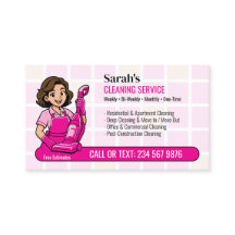 Pink Vacuum Cartoon Cleaning Lady QR Housekeeping