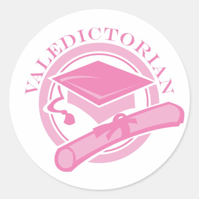 Pink Valedictorian Abschluss Gift Runder Aufkleber (Vorderseite)