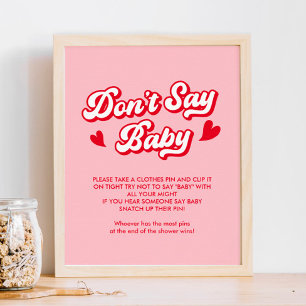 Pink Valentine Baby Shower Say Baby Game nicht Poster