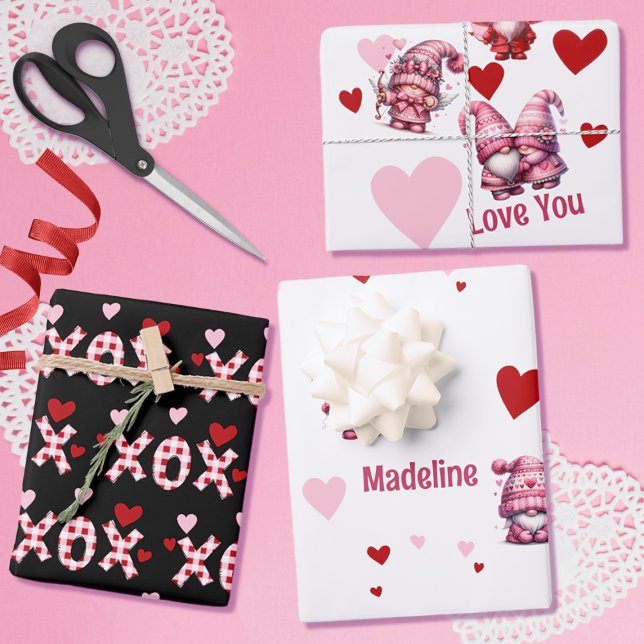 Pink Valentine Gnomes Geschenkpapier Set (Von Creator hochgeladen)