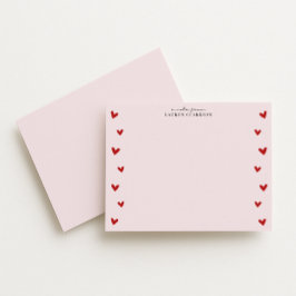 Pink Valentine Heart Border Note Card Einladung