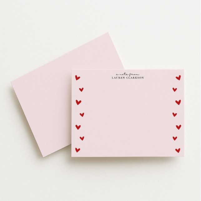 Pink Valentine Heart Border Note Card Einladung (Von Creator hochgeladen)