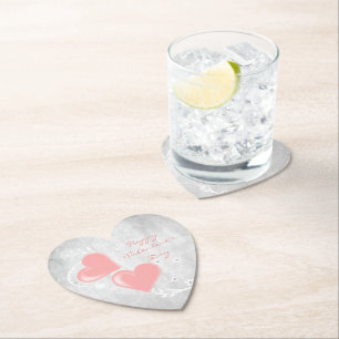 Pink Valentine Hearts Paper Untersetzer