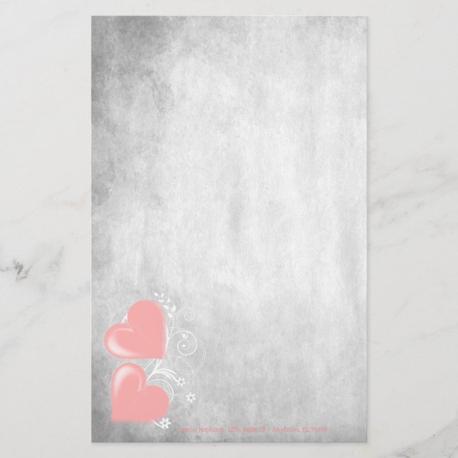 Pink Valentine Hearts Personalisiert Stationery Briefpapier (Vorderseite)