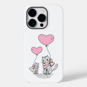 PINK VALENTINE HERZBALLOONS MIT GRAUEN KITTEN Case-Mate iPhone 14 PRO HÜLLE