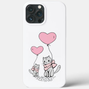 PINK VALENTINE HERZBALLOONS MIT GRAUEN KITTEN Case-Mate iPhone HÜLLE