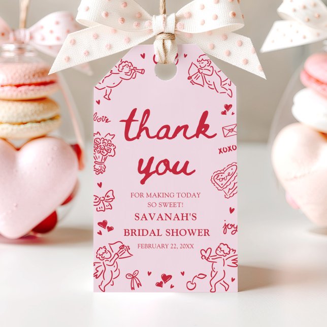 Pink Valentine Love is in the Air Bridal Shower Geschenkanhänger (Pink Valentine Love is in the Air Bridal Shower Gift Tags)