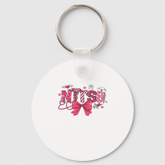 Pink Valentine Nurse, Valentine Coquette Bow Overs Schlüsselanhänger (Vorderseite)