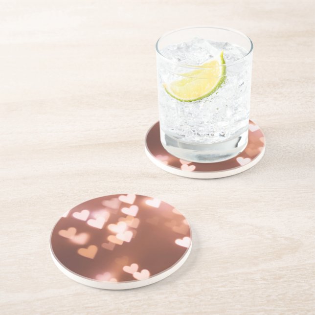 PINK VALENTINE"S DAY HEARTS GETRÄNKEUNTERSETZER (Seite)