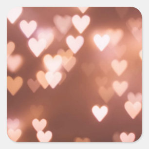 PINK VALENTINE"S DAY HEARTS QUADRATISCHER AUFKLEBER