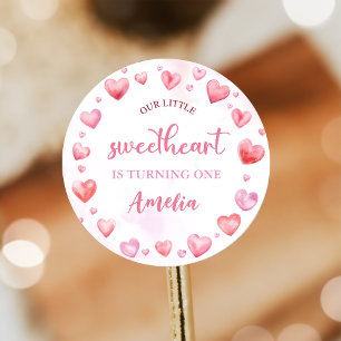 Pink Valentine Sweetheart Geburtstagsticker Runder Aufkleber