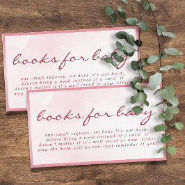 Pink Valentine Teddy Bear Books for Baby Shower Begleitkarte