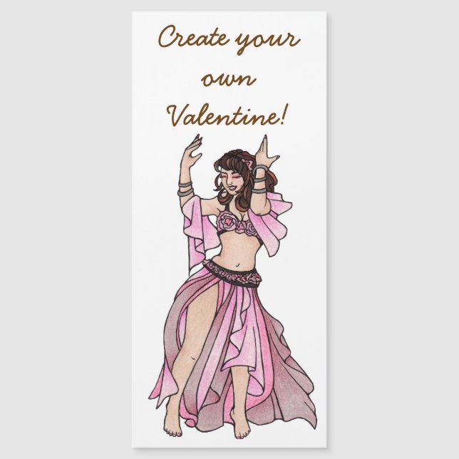 Pink Valentines Belly Dancer Magnetkarte (Vorderseite)