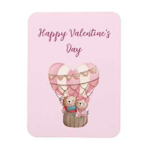 Pink Valentine's Day Teddy Bär Heißluftballon Ca Magnet