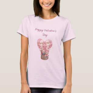 Pink Valentine's Day Teddy Bär Heißluftballon T-Shirt