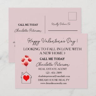 Pink Valentinstag Immobilien Marketing Farming Feiertagspostkarte